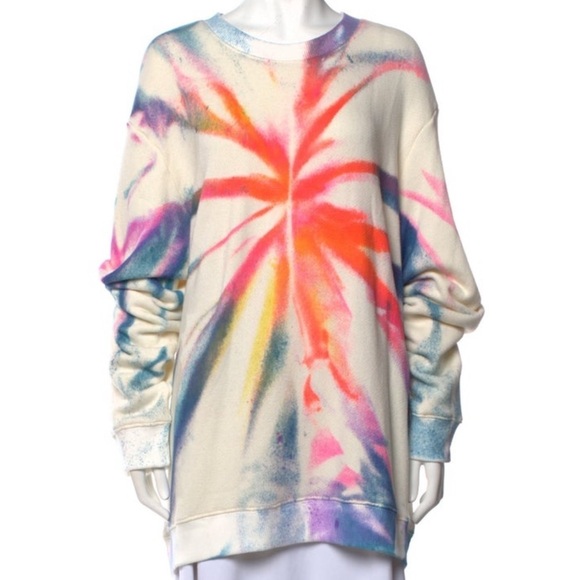 THE ELDER STATESMAN Cream Multi-Color Tie Dye Sweatshirt - Picture 1 of 3